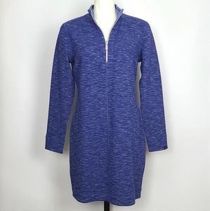 Tommy Bahama Reversible Heathered Blue Stretch Mid Zip Cotton Blend Size Small